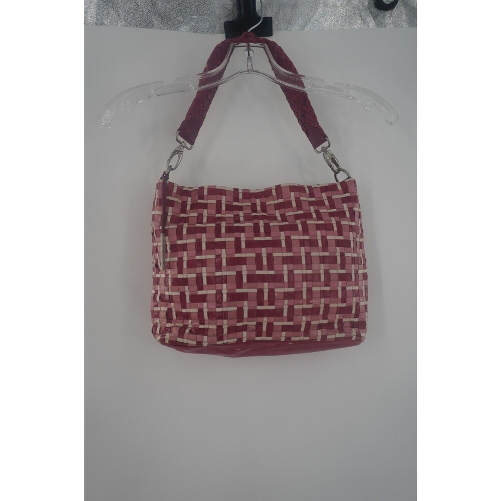 Elliott Lucca Pink Woven Leather Hobo Shoulder Bag Braided Strap Handbag